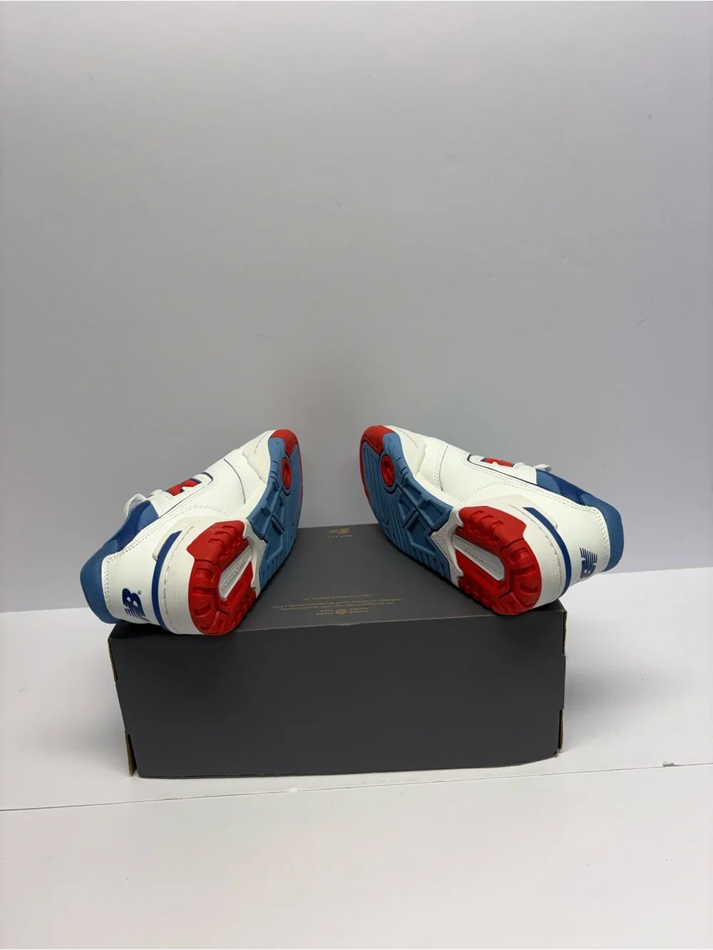 New Balance Kids White Sneakers with Blue and Red Accents / no original box /